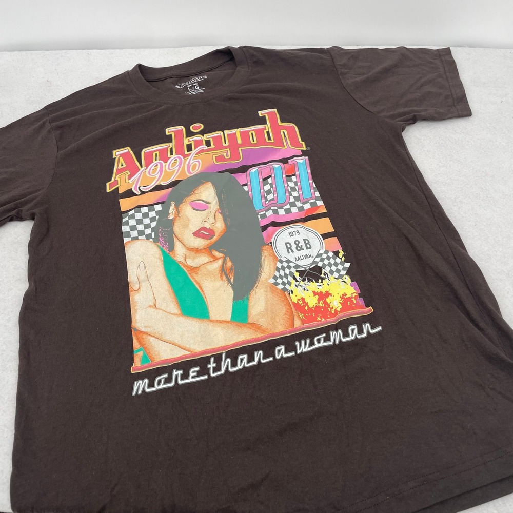 Aaliyah More Than A Woman Graphic T-Shirt Black R&B Music Tee Large